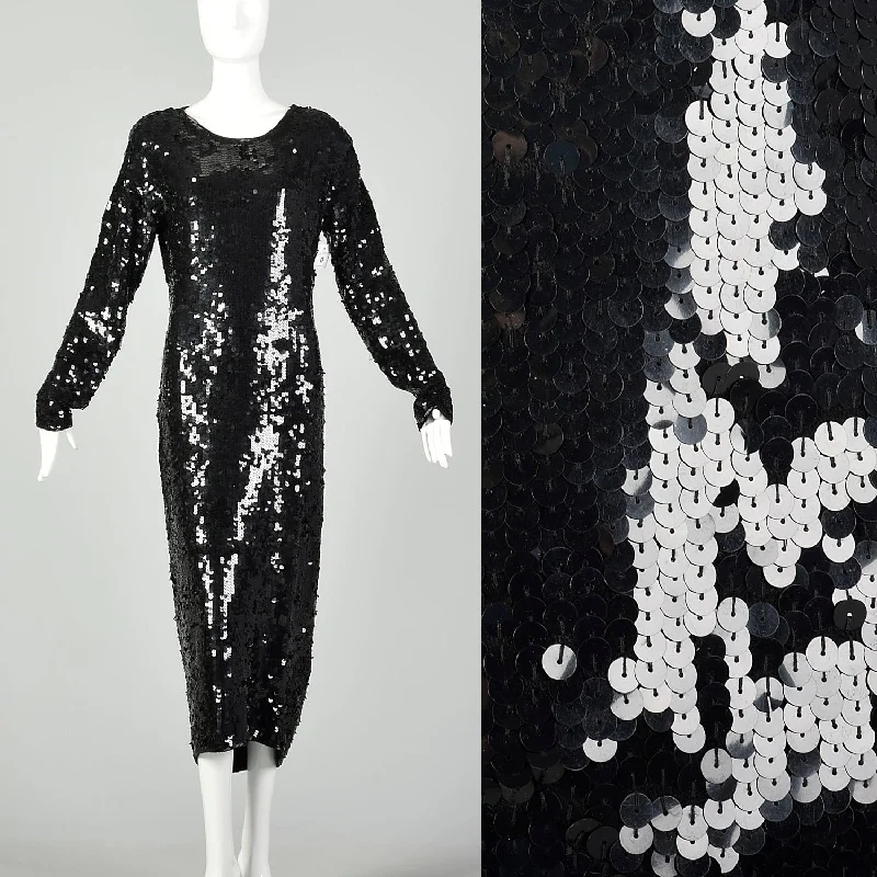 Large Black Sequin Sweater Dress Formal Evening Cocktail Modest Long Sleeve Plaid Sweater Polka Dot Checkered Large Black Sequin Sweater Dress Formal Evening Cocktail Modest Long Sleeve Plaid Sweater Polka Dot Checkered
