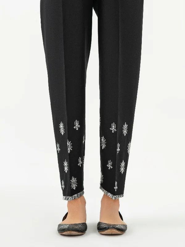 Cambric Trouser-Embroidered (Pret) Trousers Elastic Waist Soft