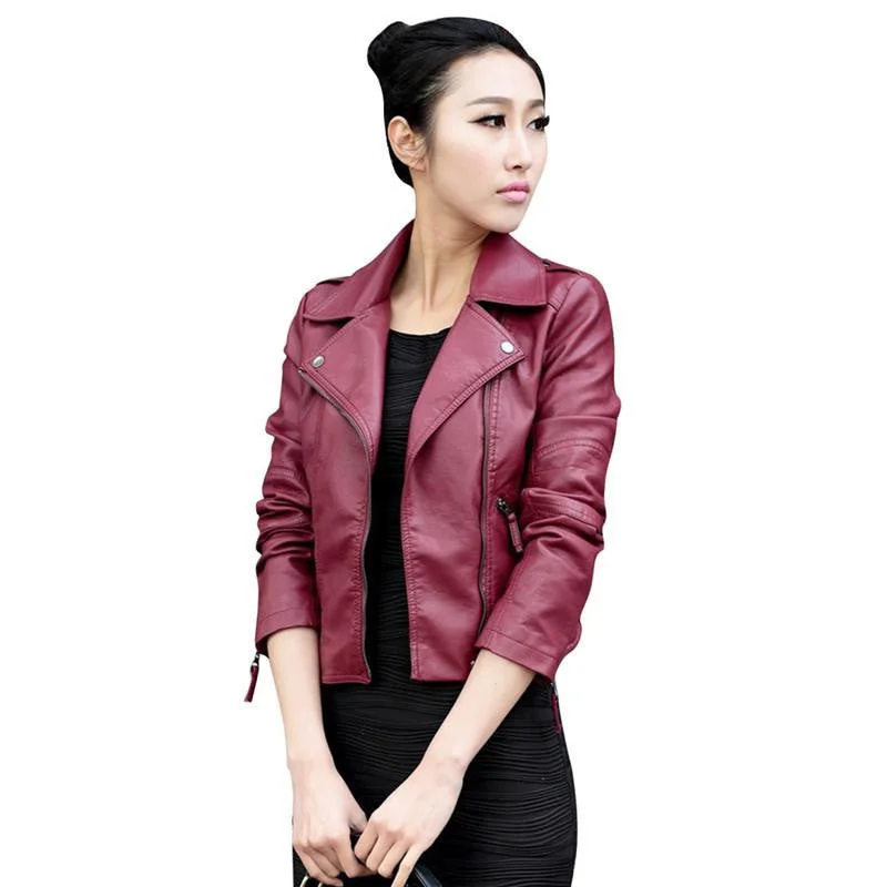 Women Slim Biker Motorcycle PU Leather Jacket Coat Zipper Punk Casual Outwear Anorak Shell Jacket Lightweight Jacket Women Slim Biker Motorcycle PU Leather Jacket Coat Zipper Punk Casual Outwear Anorak Shell Jacket Lightweight Jacket
