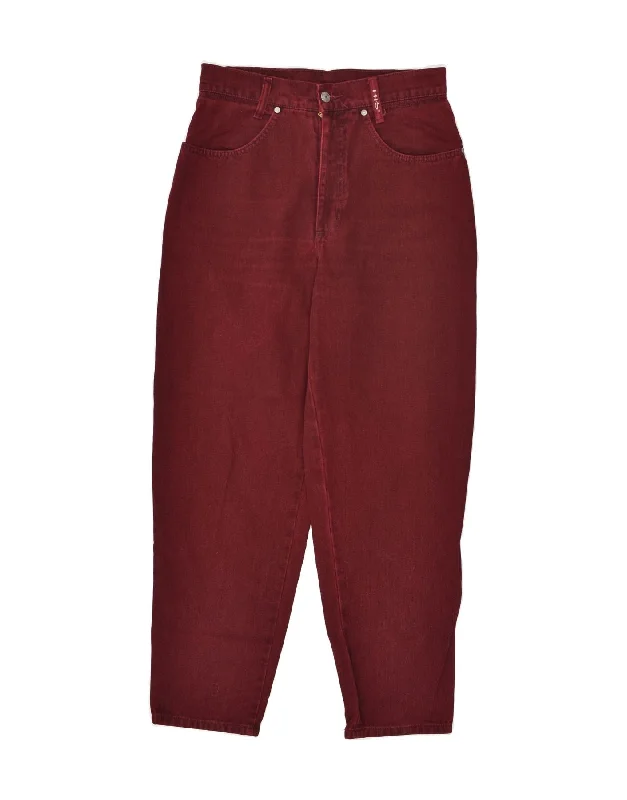 H.I.S Womens Tapered Casual Trousers EU 40 Medium W29 L29 Burgundy Cotton Trousers Handmade Artisanal H.I.S Womens Tapered Casual Trousers EU 40 Medium W29 L29 Burgundy Cotton Trousers Handmade Artisanal