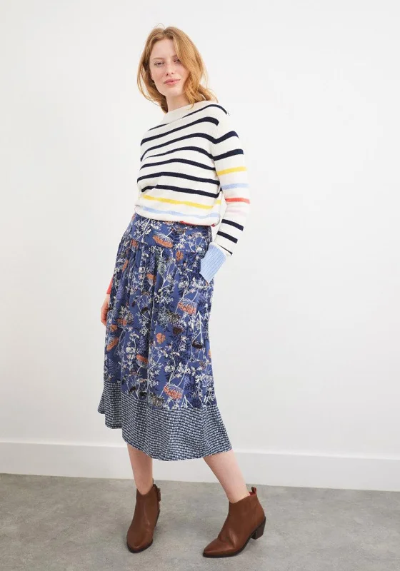 White Stuff Eta Skirt Navy Multi Print denim skirt classic