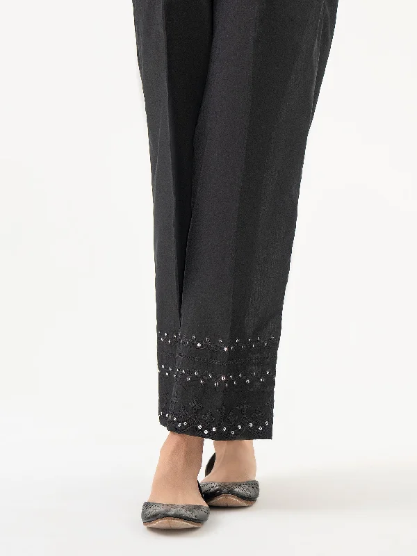 Embroidered Raw Silk Trouser(Pret) Trousers Denim Blue