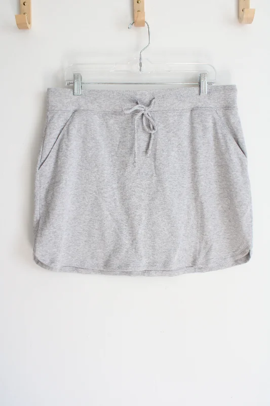 Nine West Heathered Light Gray Cotton Skirt | L cashmere skirt soft