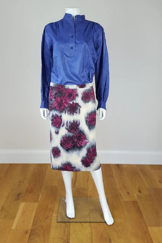NO. 21 ALESSANDRO DELL'ACQUA Floral Print Satin Pencil Skirt (UK 8) silk skirt smooth NO. 21 ALESSANDRO DELL'ACQUA Floral Print Satin Pencil Skirt (UK 8) silk skirt smooth