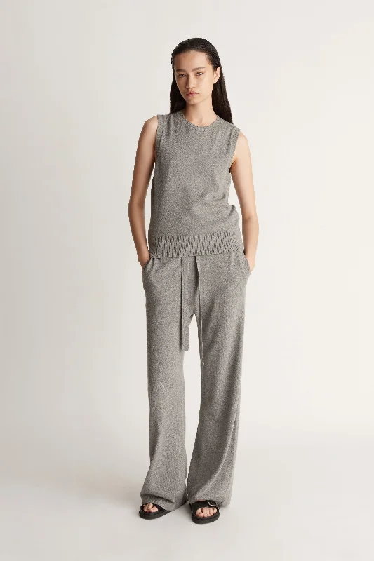 Cotton Cashmere Crew Neck Tank metallic tank top