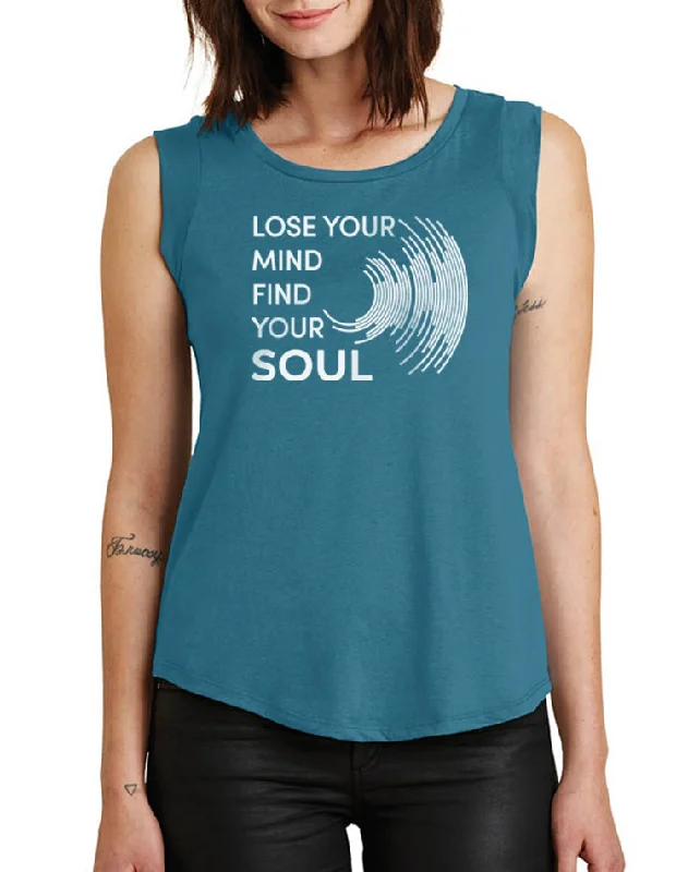 Women's Lose Your Mind Peacock Cap-Sleeve Tank striped tank top