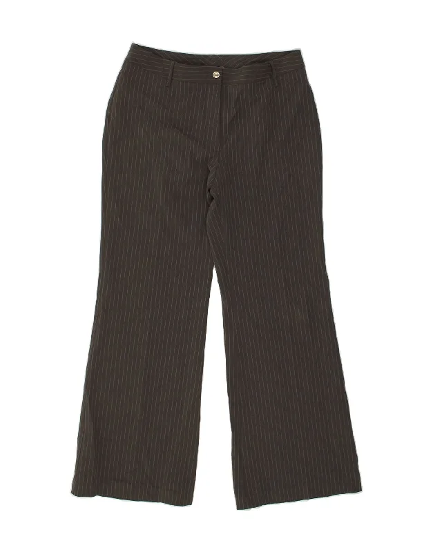 BENETTON Womens Flare Casual Trousers IT 46 Large W34 L32 Grey Striped Trousers Floral Bohemian BENETTON Womens Flare Casual Trousers IT 46 Large W34 L32 Grey Striped Trousers Floral Bohemian