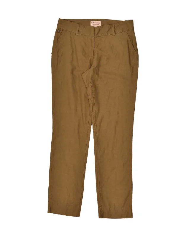 MARLBORO CLASSICS Womens Slim Casual Trousers W32 L31 Brown Linen Trousers Versatile Stylish MARLBORO CLASSICS Womens Slim Casual Trousers W32 L31 Brown Linen Trousers Versatile Stylish