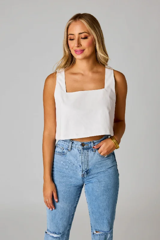 Manning Vegan Leather Cropped Tank Top - Powder activewear tank top