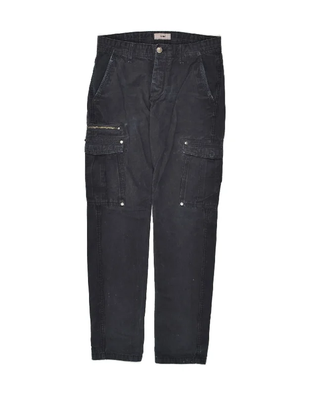 CELIO Womens Straight Cargo Trousers IT 40 Small W32 L33  Navy Blue Cotton Trousers Low Rise Relaxed