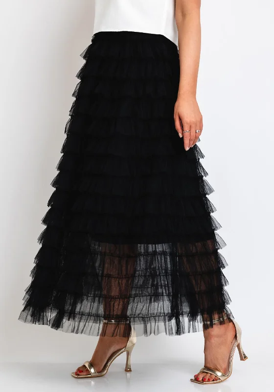 The Sofia Collection Tier Tulle Skirt, Black velvet skirt luxurious