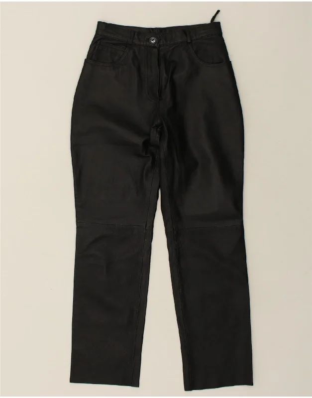 VINTAGE Womens Straight Leather Casual Trousers W28 L30 Black Leather Trousers Modern Contemporary VINTAGE Womens Straight Leather Casual Trousers W28 L30 Black Leather Trousers Modern Contemporary