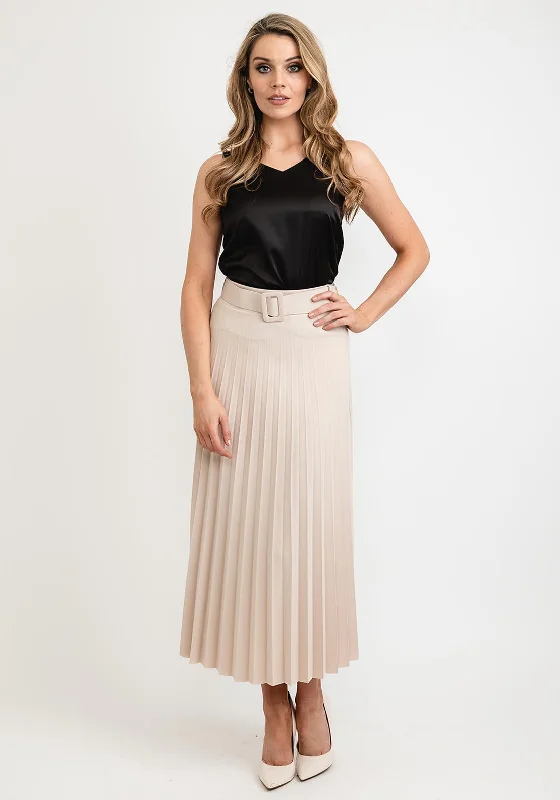 Seventy1 One Size Pleated Maxi Skirt, Cream summer skirt style