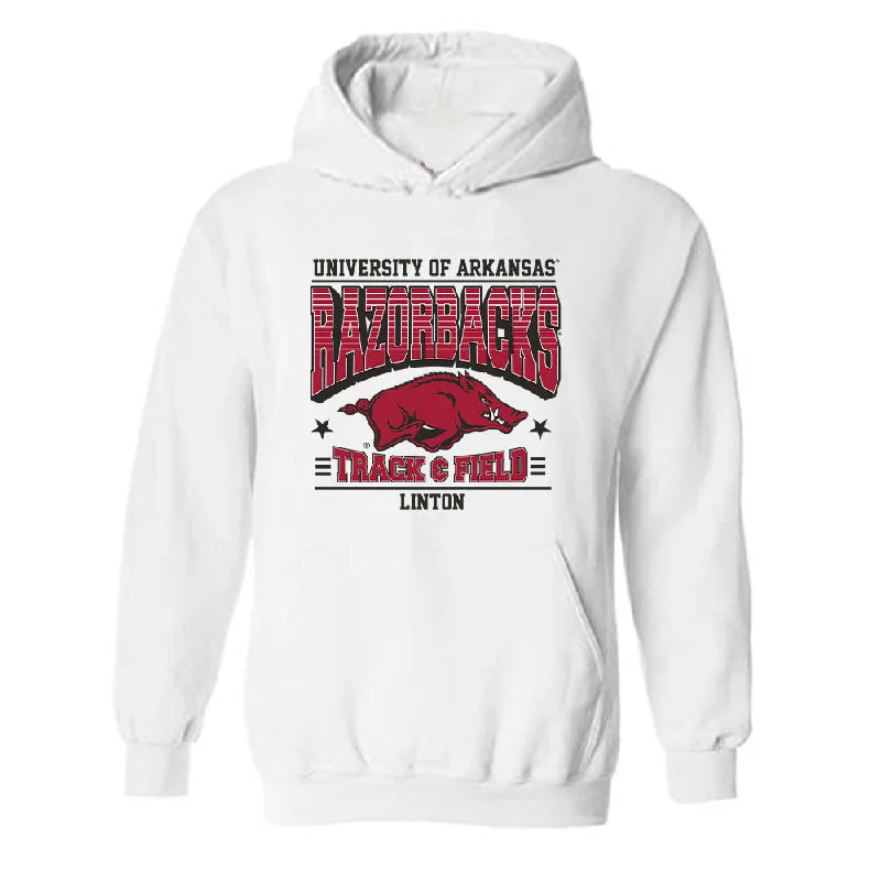 Arkansas - NCAA Women's Track & Field : Ariane Linton - Sports Shersey Hooded Sweatshirt Hoodie with Emblem Brand Identity Arkansas - NCAA Women's Track & Field : Ariane Linton - Sports Shersey Hooded Sweatshirt Hoodie with Emblem Brand Identity