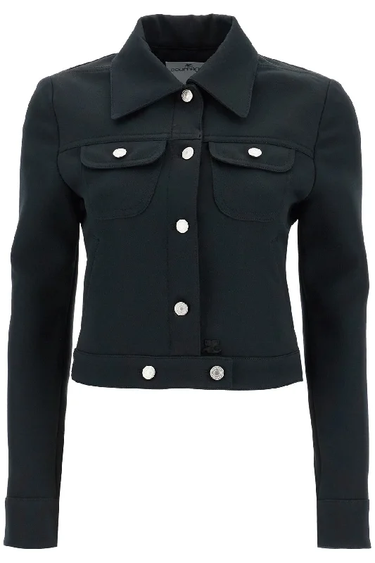 Courreges Women's Twill Trucker Jacket Cotton Jacket Linen Jacket Terry Jacket
