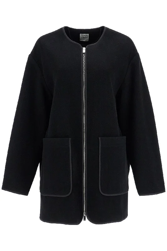 Toteme Women's Wool Felt High Collar Jacket With Zip Hooded Jacket Caped Jacket Shawl Collar Jacket Toteme Women's Wool Felt High Collar Jacket With Zip Hooded Jacket Caped Jacket Shawl Collar Jacket