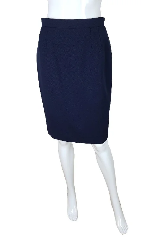 VALENTINO Vintage Blue Wool Blend Silk Lined Pencil Skirt (6) linen skirt natural