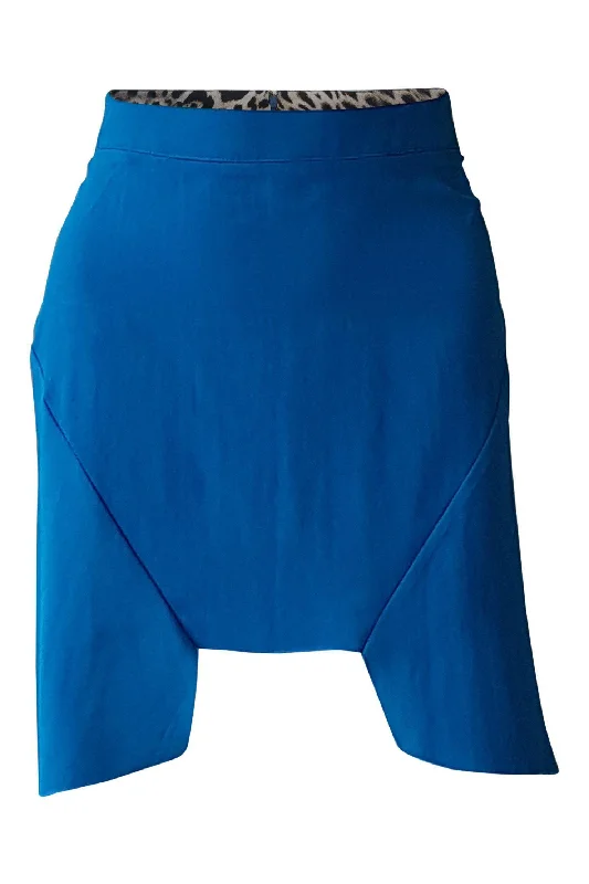 JUST CAVALLI Blue Silk Blend Raw Hem Knee Length Asymmetric Skirt (UK 10) linen skirt relaxed JUST CAVALLI Blue Silk Blend Raw Hem Knee Length Asymmetric Skirt (UK 10) linen skirt relaxed