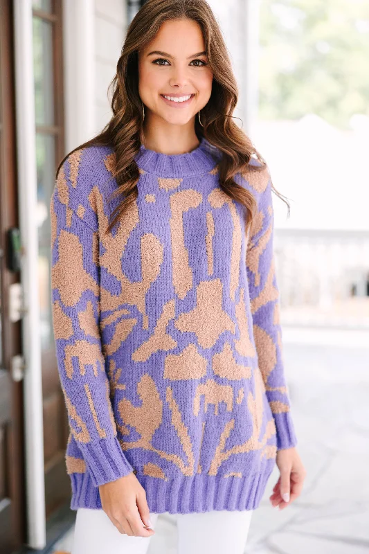 Wild Expectations Purple Abstract Sweater Jersey Fabric Tulle Fabric Batik Fabric
