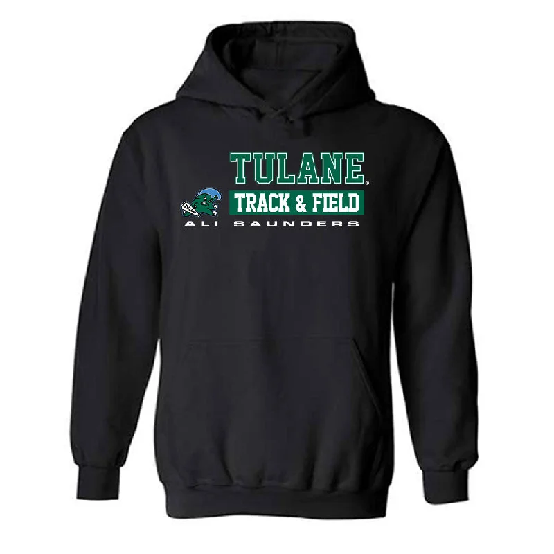 Tulane - NCAA Women's Track & Field : Ali Saunders - Classic Fashion Shersey Hooded Sweatshirt Hoodie with Hem Raw Edge Edgy Unfinished Tulane - NCAA Women's Track & Field : Ali Saunders - Classic Fashion Shersey Hooded Sweatshirt Hoodie with Hem Raw Edge Edgy Unfinished