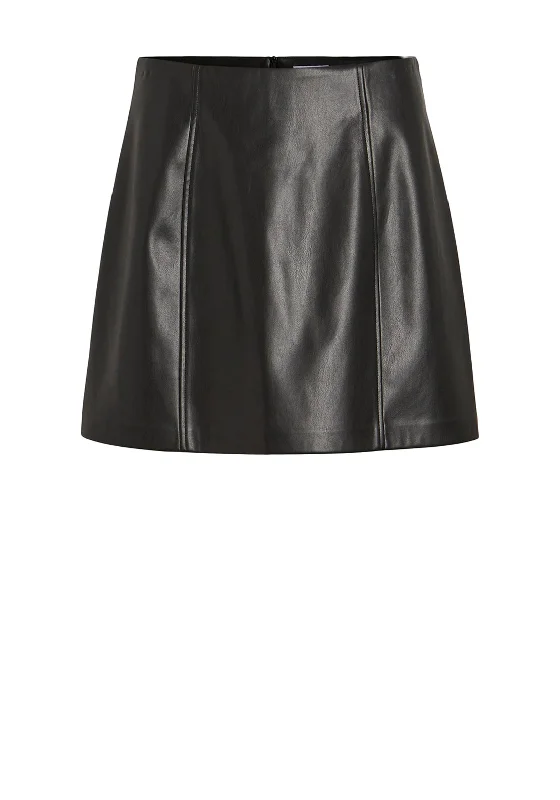 Vila Bellis Faux Leather Mini Skirt, Black velvet skirt rich