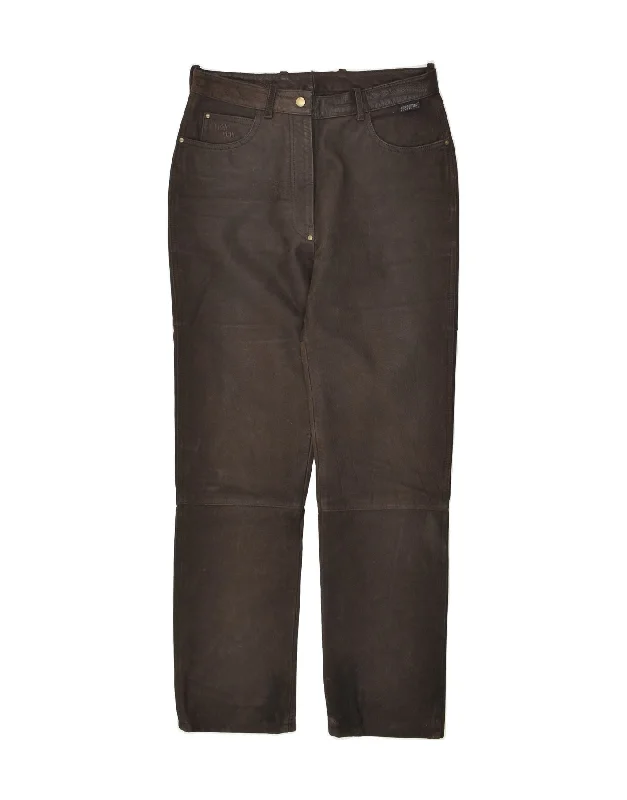 VINTAGE Womens Leather Trousers IT 42 Medium W30 L31 Brown Leather Trousers Exclusive Limited VINTAGE Womens Leather Trousers IT 42 Medium W30 L31 Brown Leather Trousers Exclusive Limited