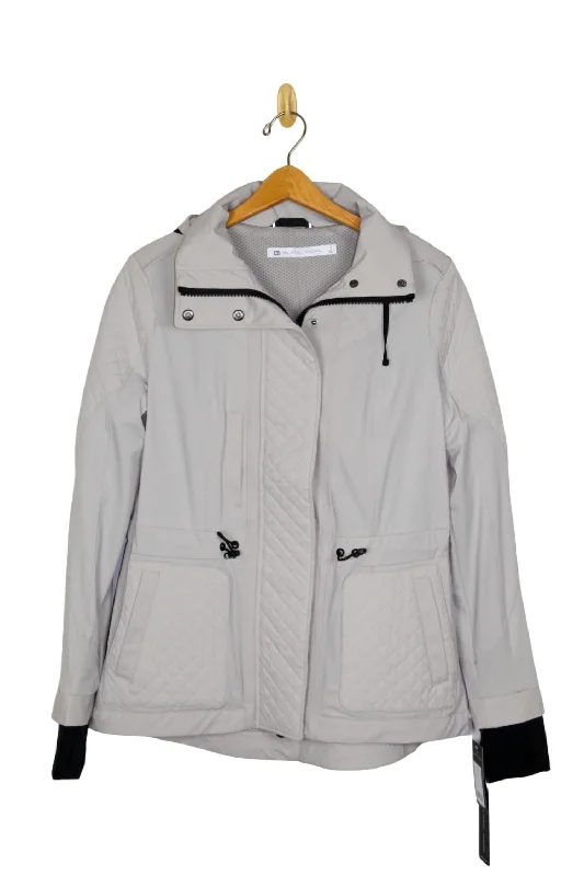 Women Mastermind Quilted Jacket In Clay A-Line Jacket Boat Neck Shawl Collar