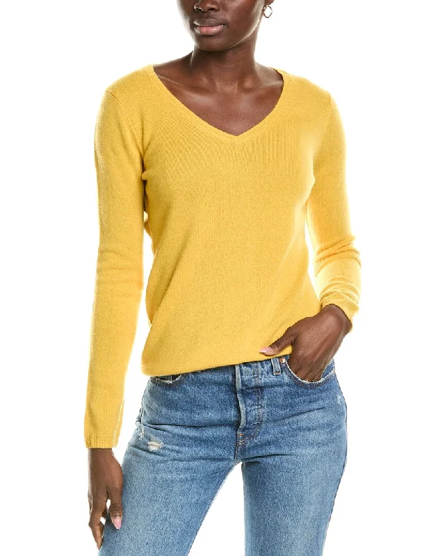 sofiacashmere Modern V-Neck Cashmere Sweater Open Front Closed Front Wrap Front