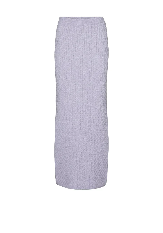 SOMETHINGNEW Maddie Wave Knit Maxi Skirt, Purple Heather corduroy skirt cozy