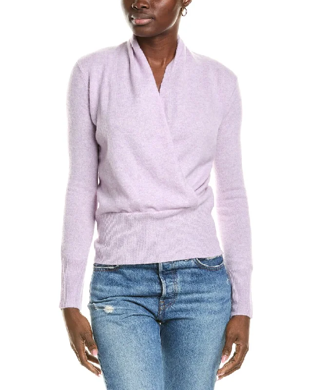 sofiacashmere Modern Faux Wrap Cashmere Sweater Sweater Knitwear Pullover