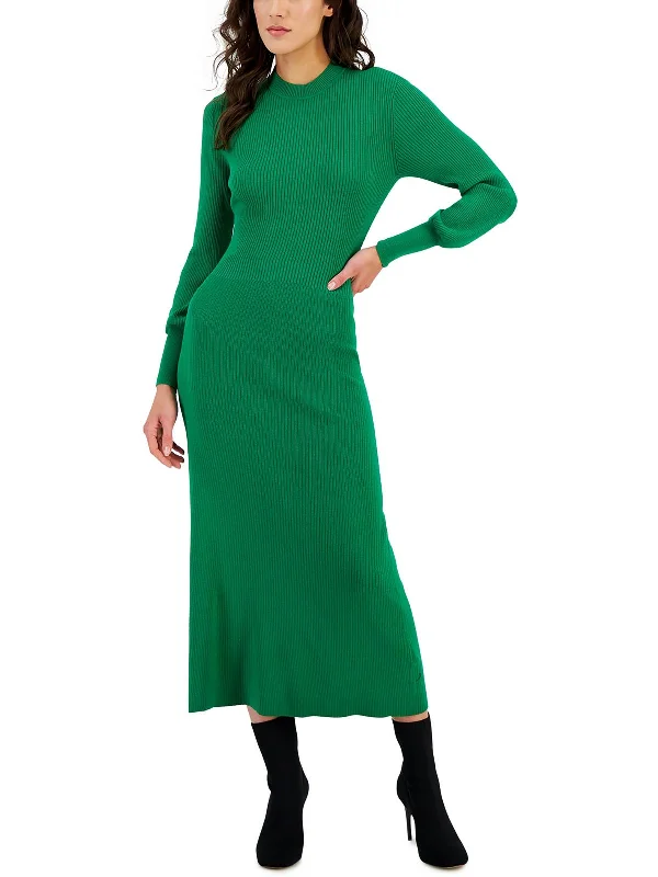 Womens Tea Length Cut Out Sweaterdress Fitted Slim Tailored