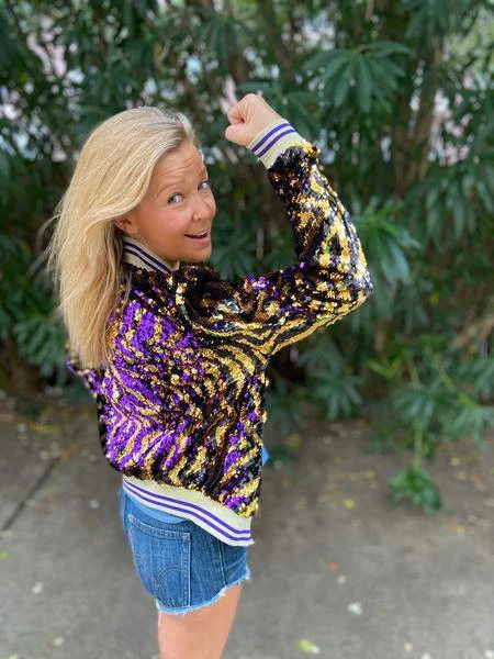 Tru Colors Gameday Gleaux Girl Limited Edition Reversible Sequin Jacket Lace Jacket Ribbed Jacket Sequined Jacket Tru Colors Gameday Gleaux Girl Limited Edition Reversible Sequin Jacket Lace Jacket Ribbed Jacket Sequined Jacket