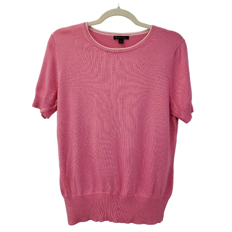 Brooks Brothers Silk Blend Short Sleeve Sweater Size Large Transparent Opaque Sheer