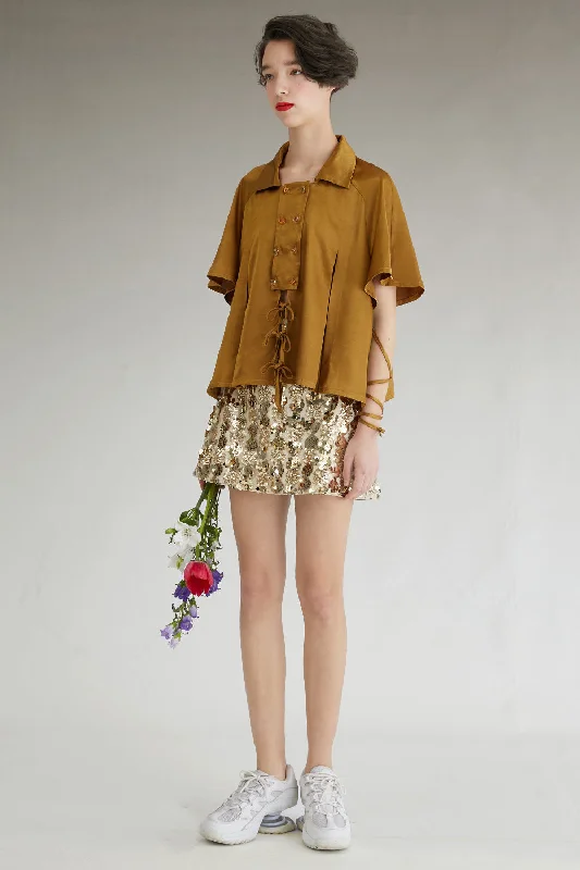 Fussed | Metallic Sequin Mini Skirt wool skirt sturdy