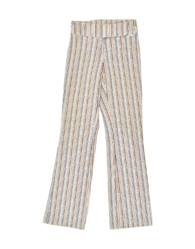 TOM TAILOR Womens Straight Casual Trousers W34 L34  Grey Striped Cotton Trousers Business Professional