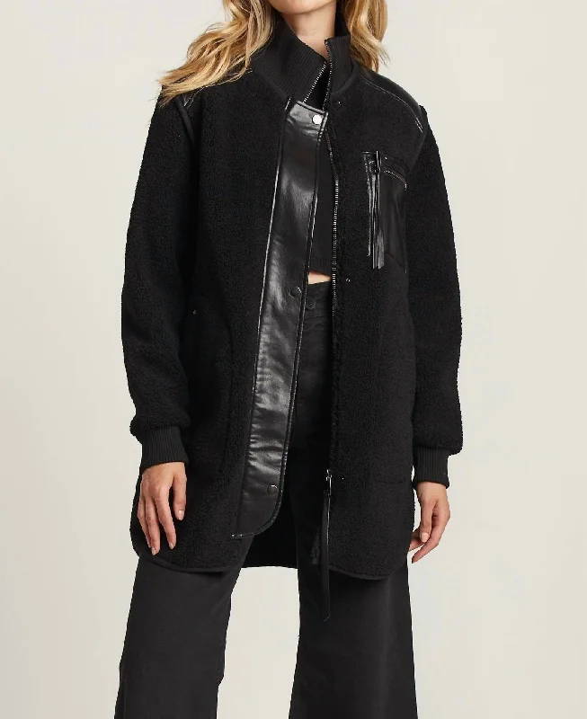 Audrey Faux Shearling Coat Jacket In Black Nylon Jacket Polyester Jacket Spandex Jacket Audrey Faux Shearling Coat Jacket In Black Nylon Jacket Polyester Jacket Spandex Jacket