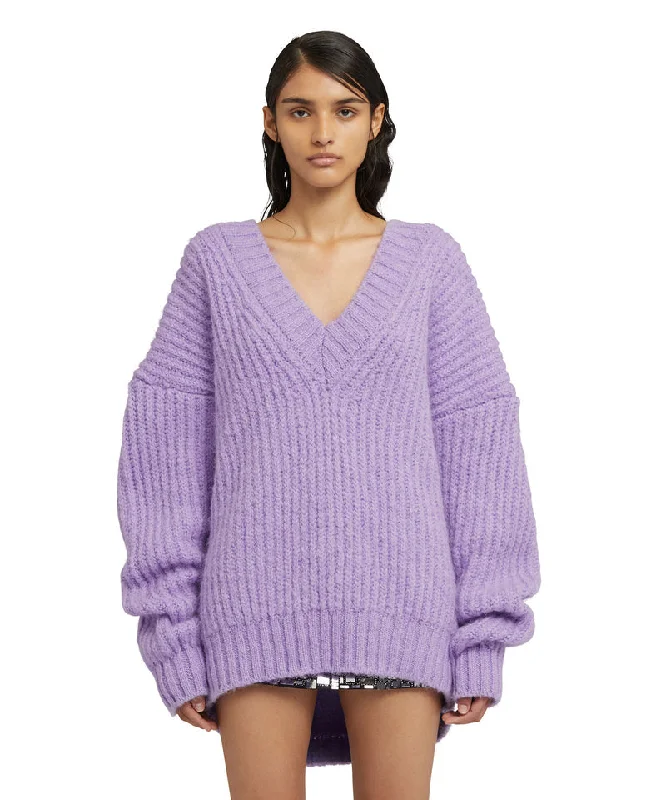 Blended wool v-neck sweater "Warm Winter" Lilac Long Sweater Short Sweater Cropped Sweater Blended wool v-neck sweater "Warm Winter" Lilac Long Sweater Short Sweater Cropped Sweater
