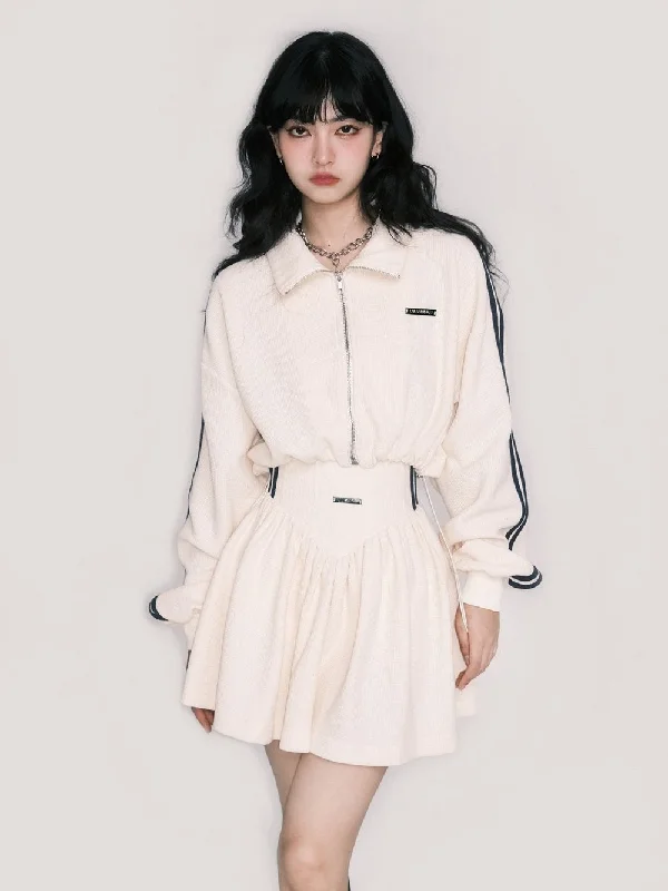 Sporty Casual Tops And Skirt Collection velvet skirt plush