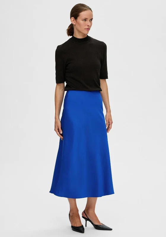 Selected Femme Lena Satin Midi Skirt, Surf the Web silk skirt sleek