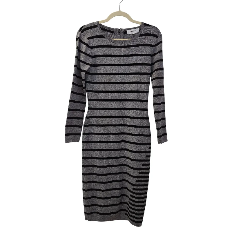 John + Jenn Striped Bodycon Midi Sweater Dress Size Medium Bright Pastel Dark