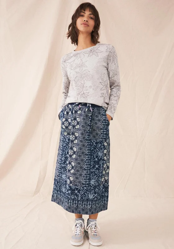 White Stuff Effie Linen Floral Midi Skirt, Navy Multi leather skirt modern