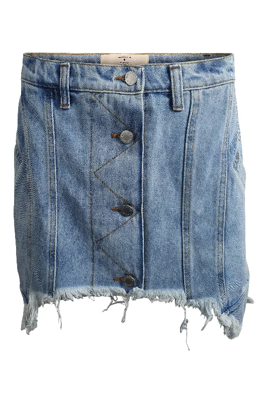 NATASHA ZINKO Light Blue Short Frayed Denim Mini Skirt (UK 06 | IT 34) low waist skirt NATASHA ZINKO Light Blue Short Frayed Denim Mini Skirt (UK 06 | IT 34) low waist skirt