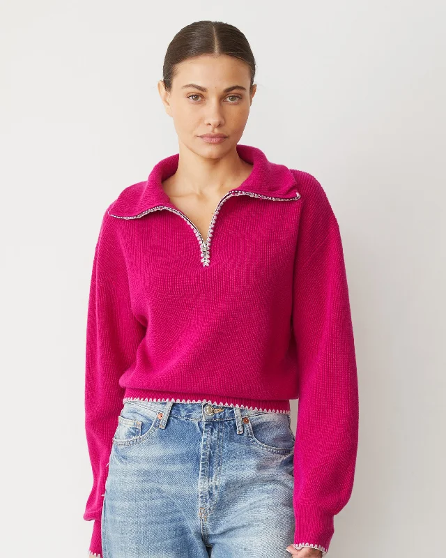 Wool Cashmere Half Zip Sweater Layered Multi-layer Single Layer