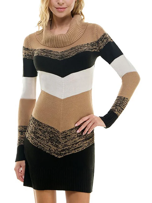 Juniors Womens Chevron Mini Sweaterdress Casual Formal Business
