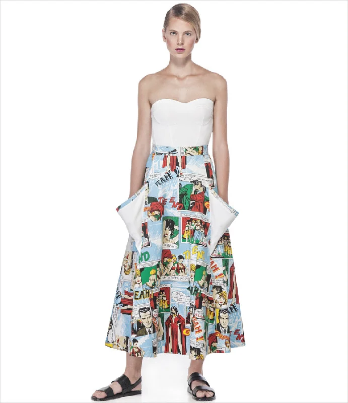 Comic Print Skirt corduroy skirt durable