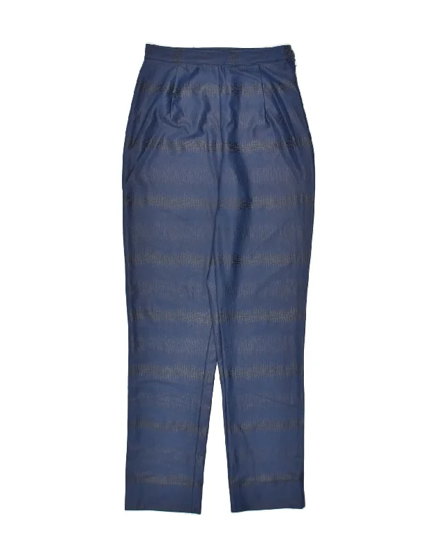 VINTAGE Womens Tapered Casual Trousers W26 L30 Blue Striped Trousers versatile functional VINTAGE Womens Tapered Casual Trousers W26 L30 Blue Striped Trousers versatile functional