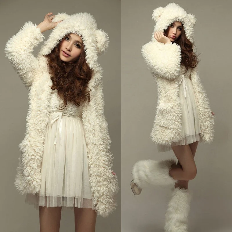 Women Thicken Fleece Coat Jacket Fashion Outerwear Hoodies Kawaii Bear Ears Hooded Herringbone Jacket Checkered Jacket Solid Jacket Women Thicken Fleece Coat Jacket Fashion Outerwear Hoodies Kawaii Bear Ears Hooded Herringbone Jacket Checkered Jacket Solid Jacket