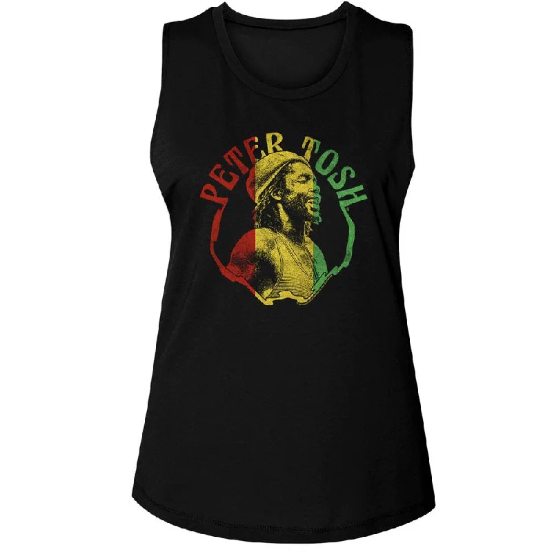 Women Exclusive PETER TOSH Muscle Tank, Rasta Colors loose fit tank