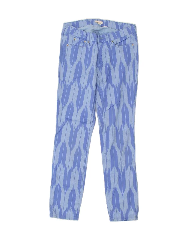 J. CREW Womens Stretch Straight Casual Trousers W25 L27 Blue Ikat Cotton High Waist Slim Fit Ankle Length J. CREW Womens Stretch Straight Casual Trousers W25 L27 Blue Ikat Cotton High Waist Slim Fit Ankle Length