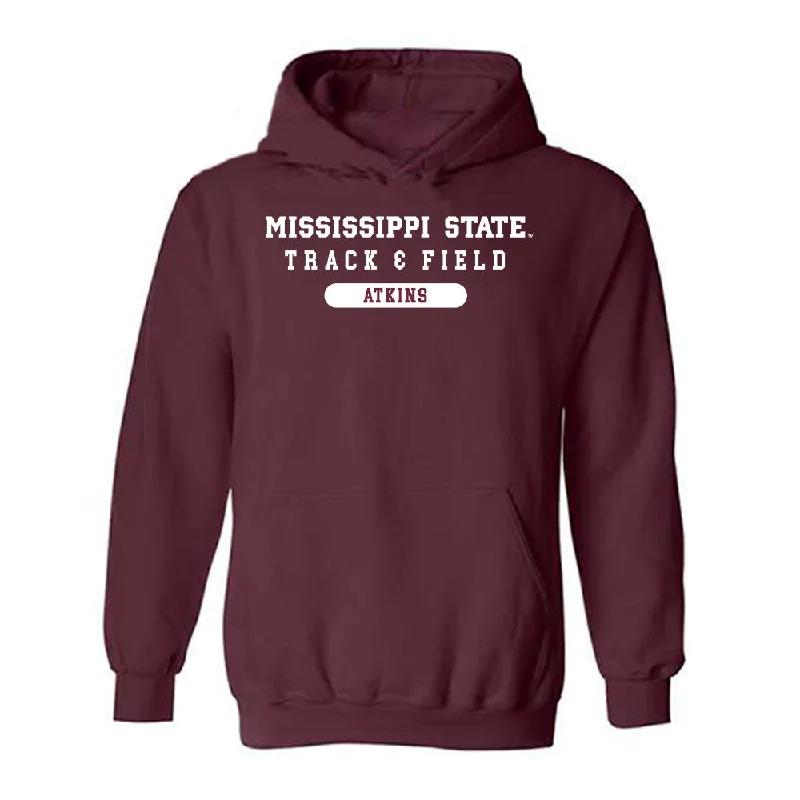 Mississippi State - NCAA Women's Track & Field : Rickea Atkins - Classic Shersey Hooded Sweatshirt Hoodie with Reflective Safety Nightwear